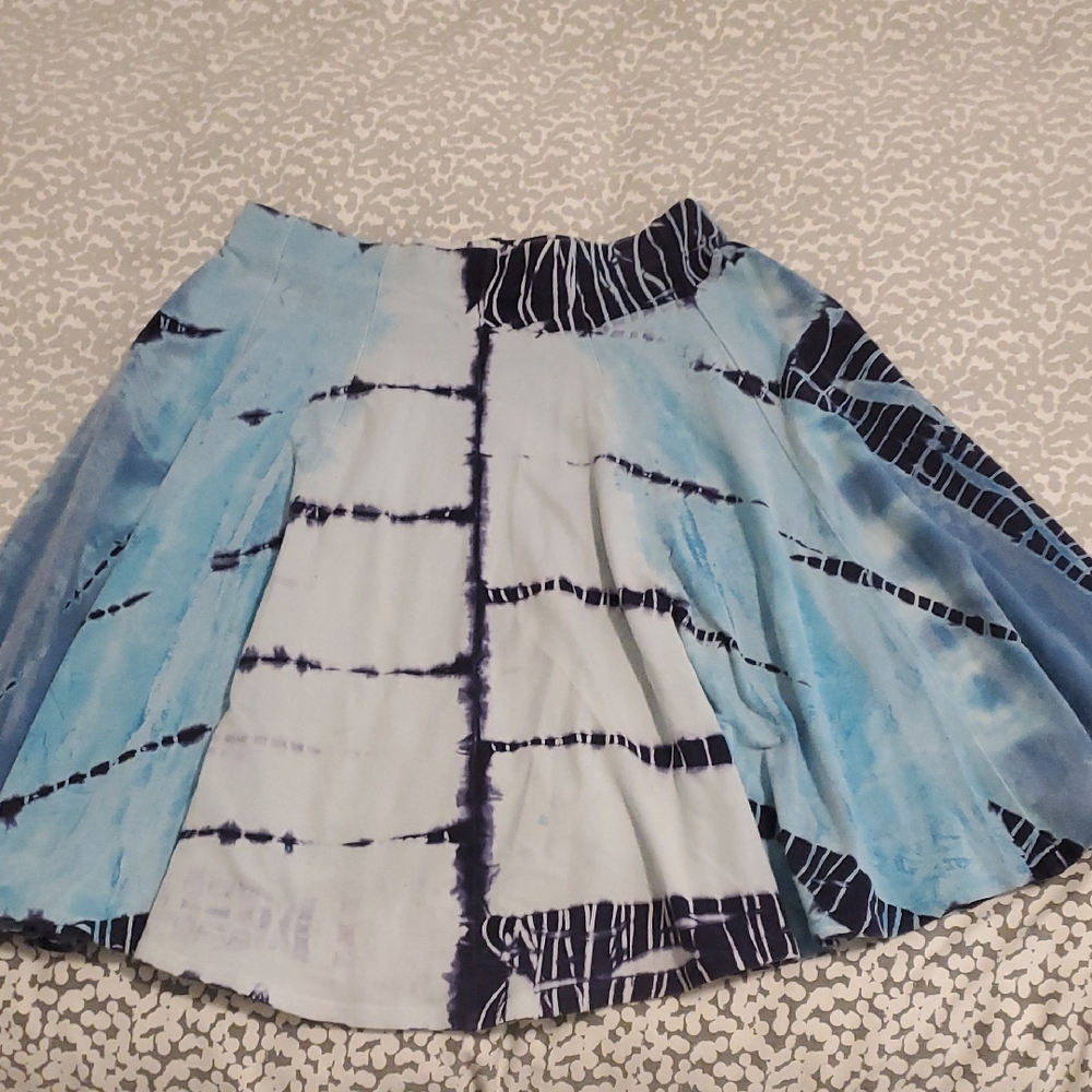 Liquid Blue Mini Skater Skirt with Tie Front